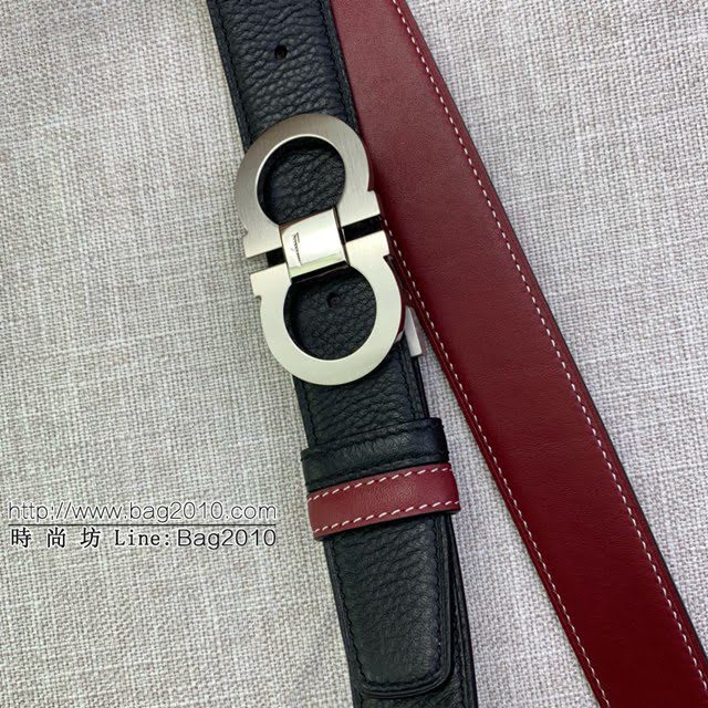 菲拉格慕男士皮帶 Ferragamo雙面牛皮紋理腰帶  jjp1916